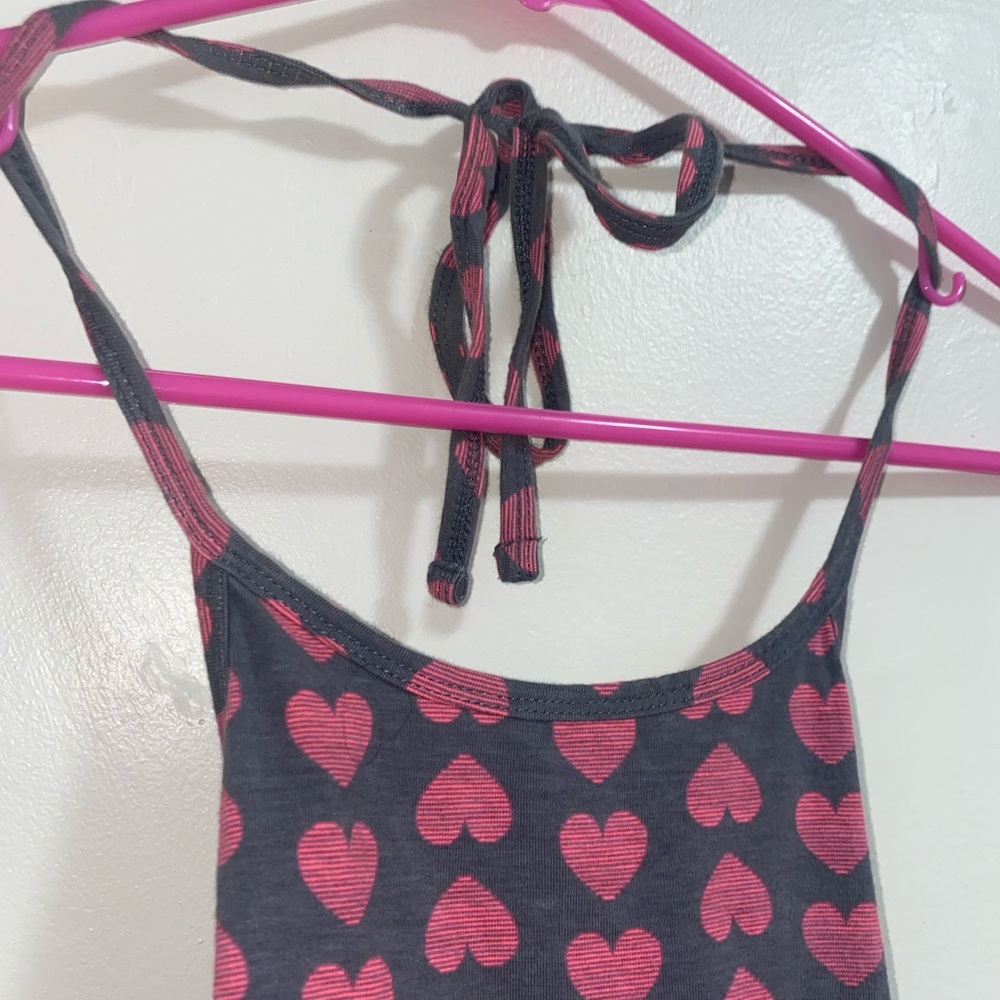 Pink & gray heart crop top